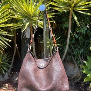 Elegant Brown Leather Vintage Coach Shoulder Bag